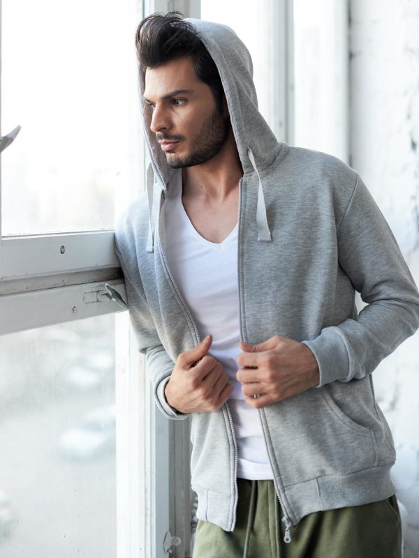 Grey Hooded Men's Sweatshirt