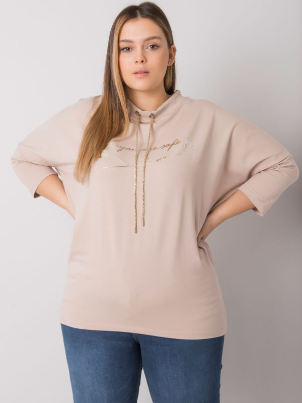 Light beige plus size blouse with lettering