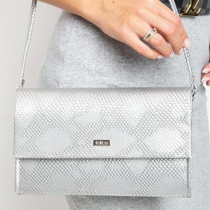 Silver clutch bag in animal pattern