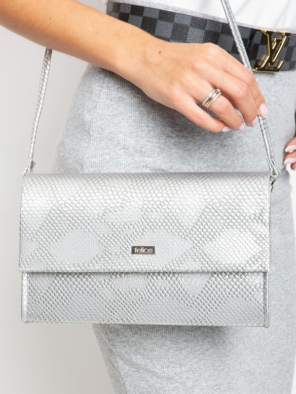 Silver clutch bag in animal pattern