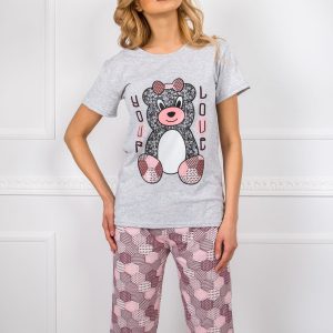 Women's Grey Short Sleeve Pyjamas