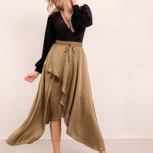 BSL Khaki Asymmetrical Skirt