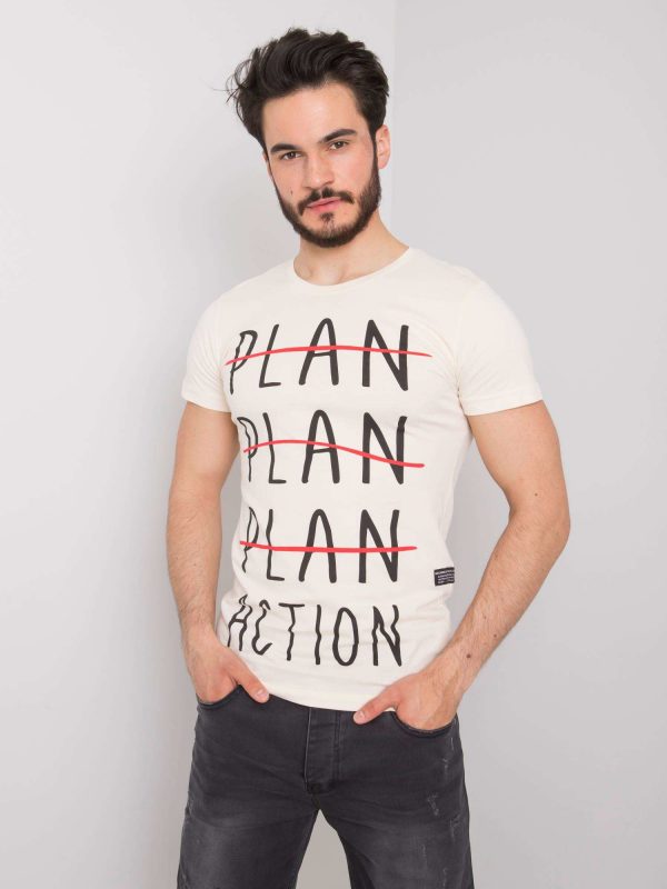 Light beige men's t-shirt with motivational print