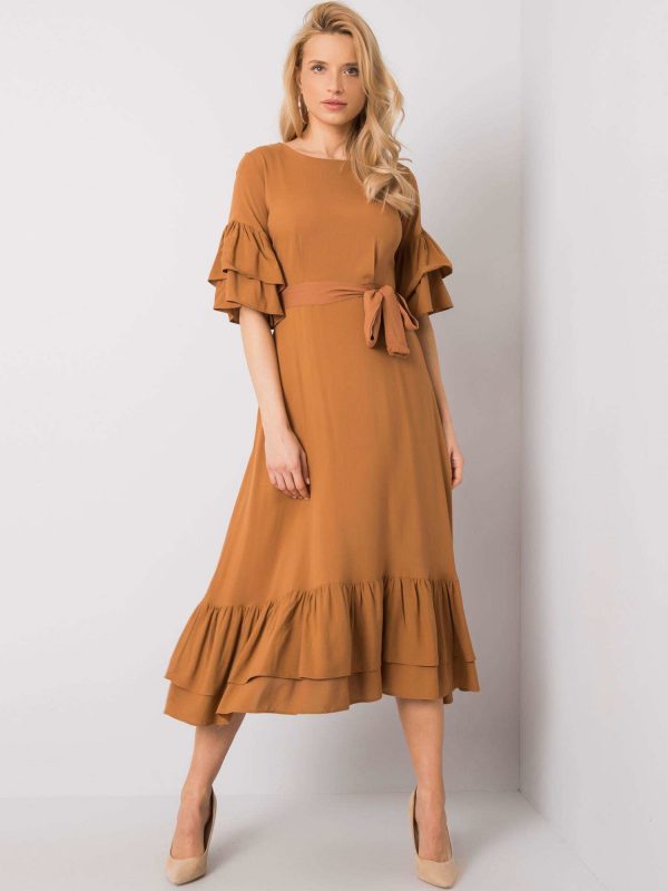 Brown ruffle dress Khalani RUE PARIS