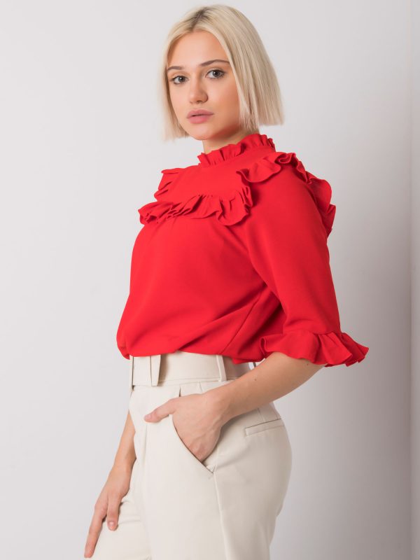 Red blouse with frills Limassol RUE PARIS