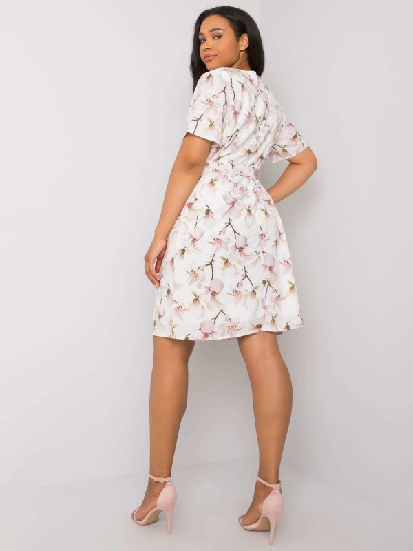 White Patterned Plus Size Dress Celene