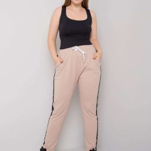 Light beige plus size sweatpants with stripes Felise