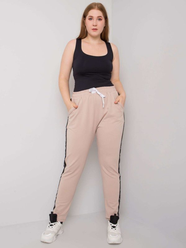 Light beige plus size sweatpants with stripes Felise