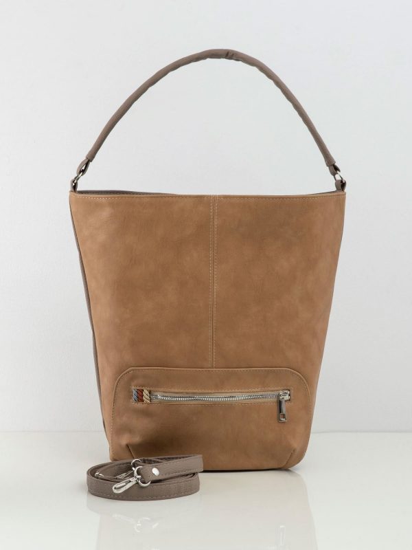 Beige soft bag made of eco leather