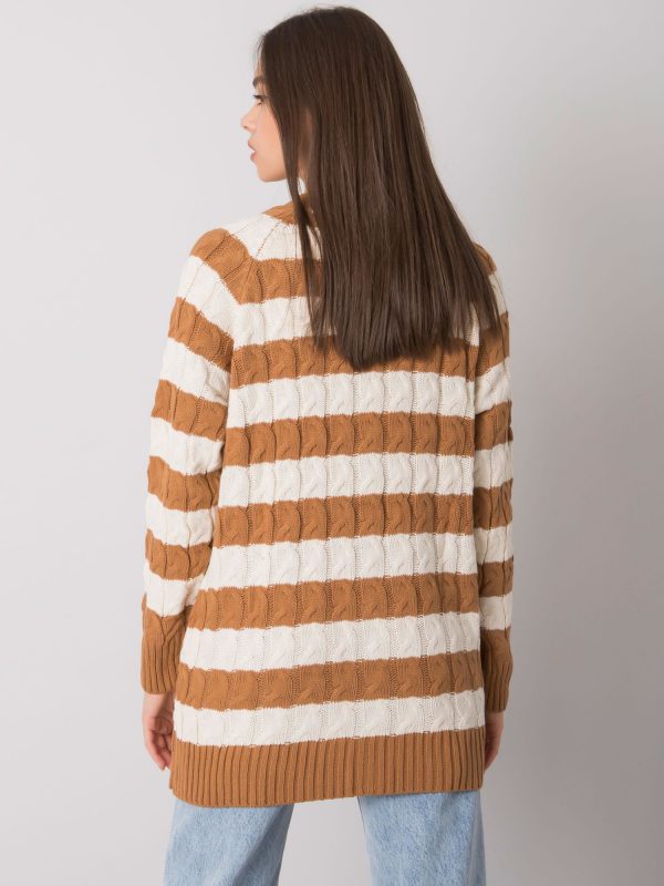 Camel Cream Lamia Striped Cardigan