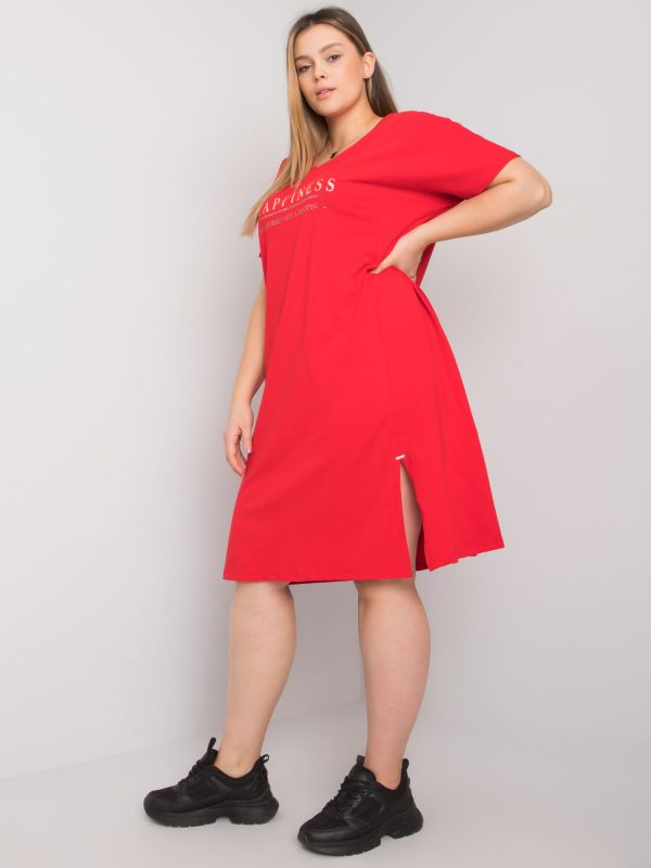 Lucy Red Plus Size Slit Dress