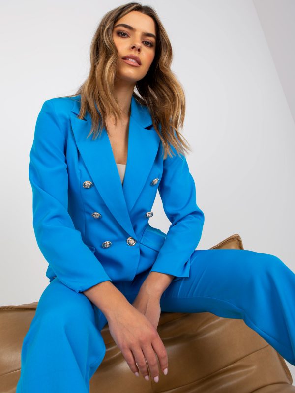Blue double-breasted blazer with lining