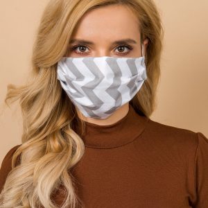 White and Grey Cotton Face Mask