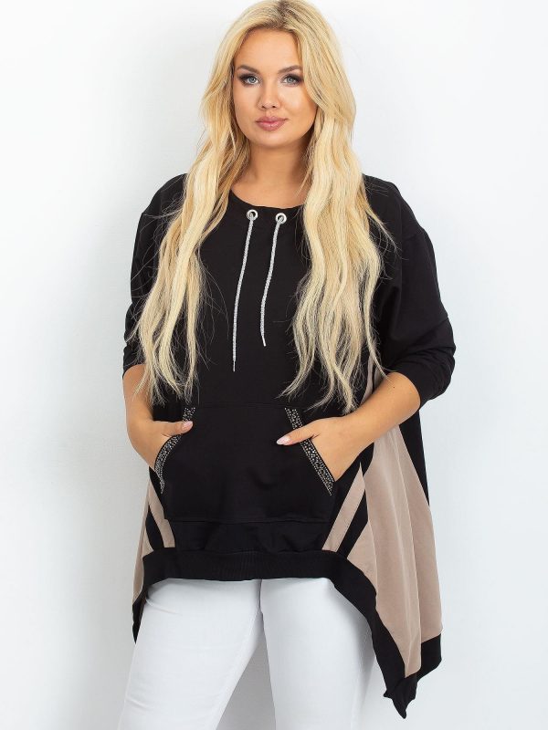 Black and beige plus size Relief sweatshirt