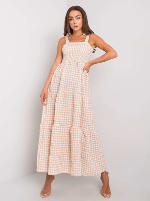 Michel's beige checkered dress RUE PARIS