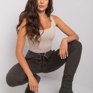 Davina Dark Khaki Cotton Sweatpants