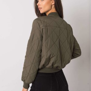 Khaki Quilted Bomber Jacket Sherise