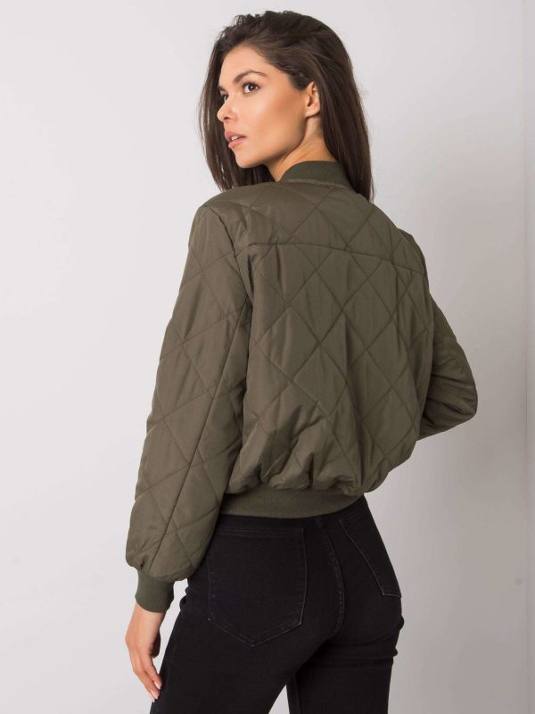 Khaki Quilted Bomber Jacket Sherise