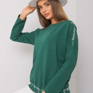 Dark Green Othilie Long Sleeve Cotton Blouse