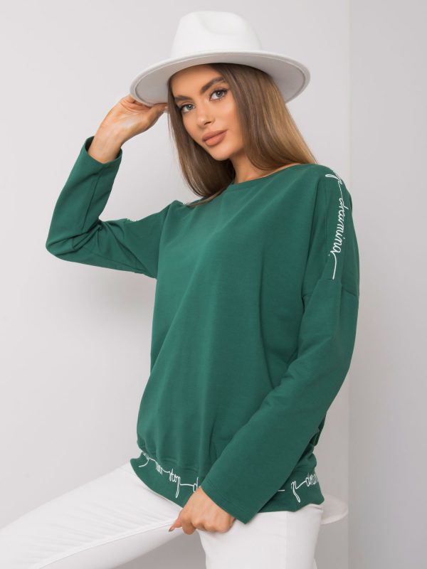 Dark Green Othilie Long Sleeve Cotton Blouse