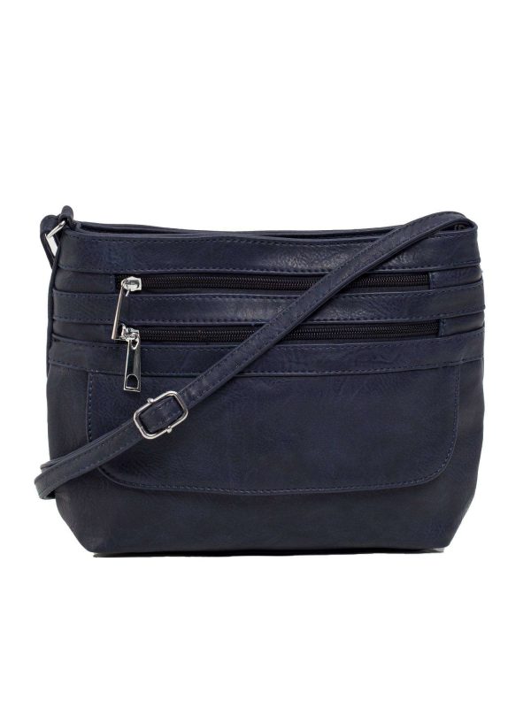 Navy blue eco leather handbag