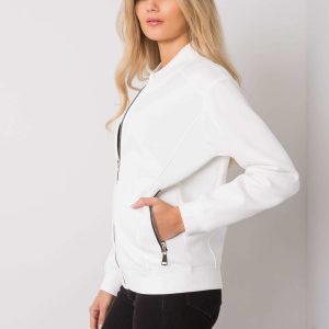 White bomber sweatshirt with Lanecia pockets