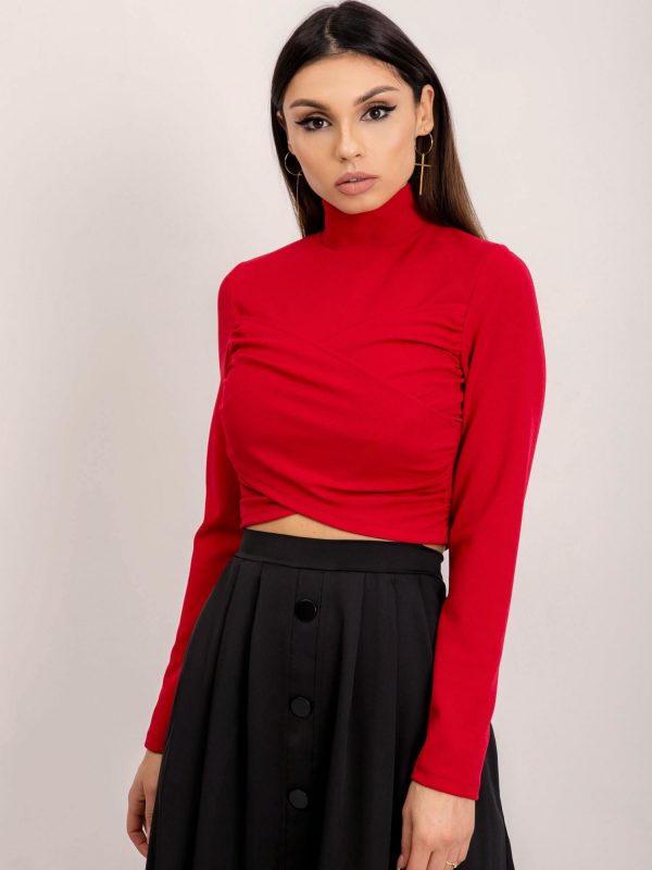 BSL Red Turtleneck Short Blouse