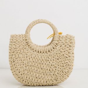 Light Beige Braided Handbag