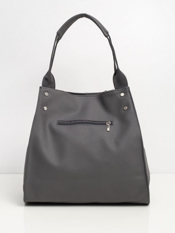 Silver-grey faux leather handbag