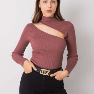 Brown-pink Yessenia cutout sweater