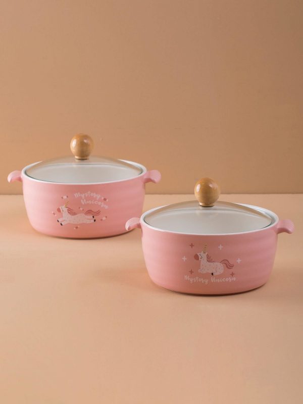 Light pink bowl with unicorn