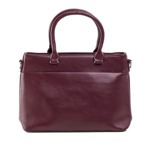 Burgundy city bag with detachable strap