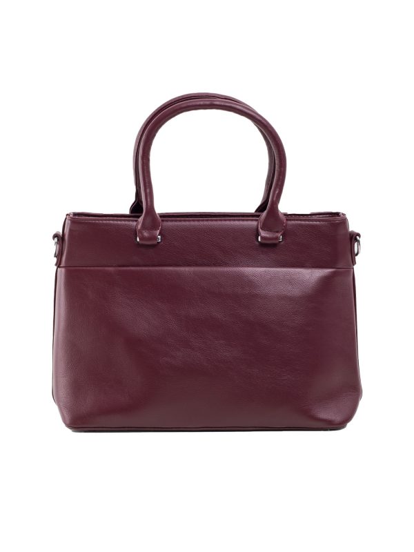 Burgundy city bag with detachable strap