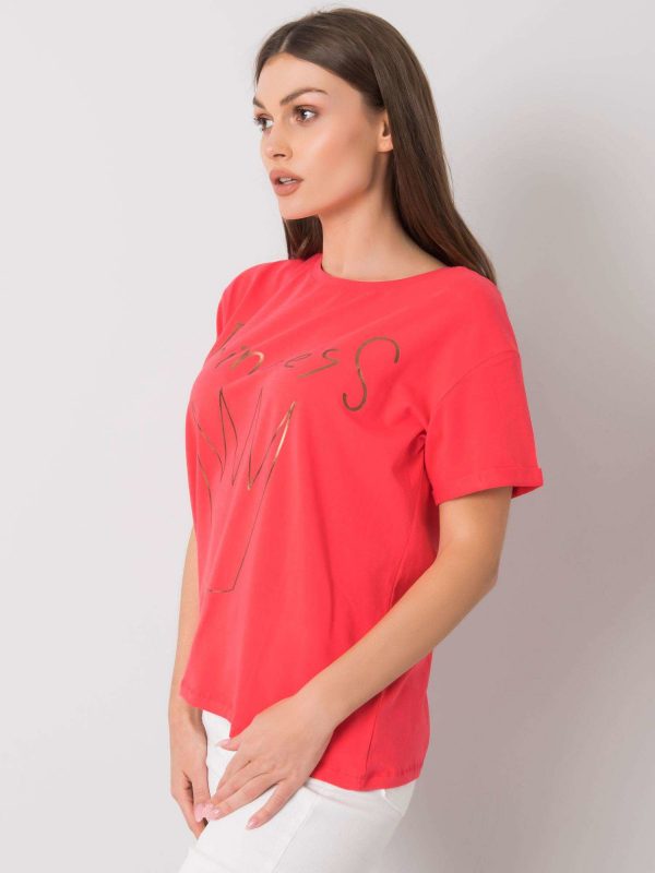 Coral T-shirt with Aosta print