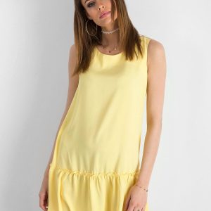 Yellow dress with ruffle and binding