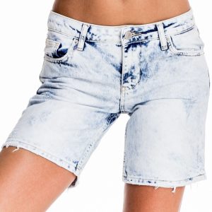 Blue denim shorts with longer leg