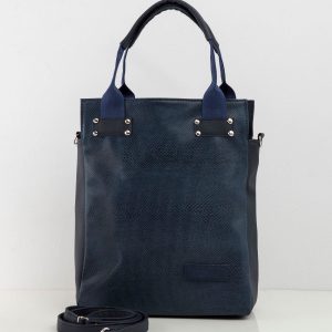 Navy blue eco-leather city bag