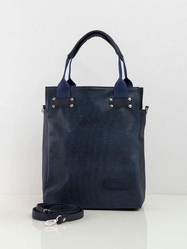 Navy blue eco-leather city bag