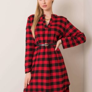 Candice red and black flannel dress