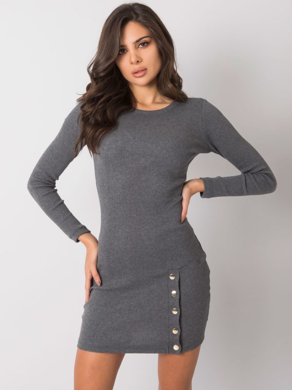 Dark grey melange fitted dress Aneeka RUE PARIS