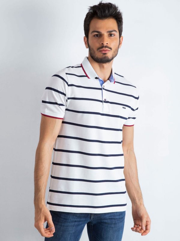 White Men's Throwback Polo Shirt