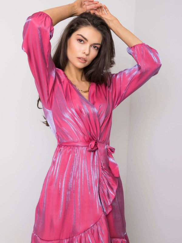 Dark pink dress with flounce Jane