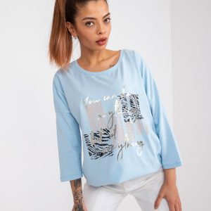 Light Blue Cotton Blouse with Angela Print