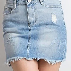 Blue mini denim skirt