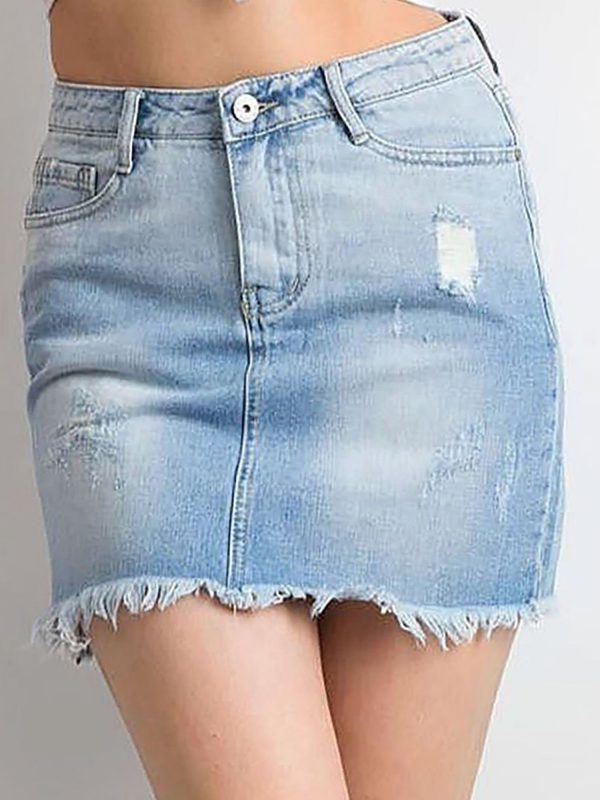 Blue mini denim skirt