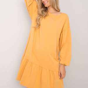 Shadia mustard flounce dress