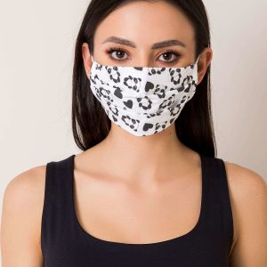 White and black protective mask with panda print