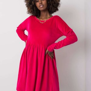 Fuchsia velour dress Mauriel RUE PARIS