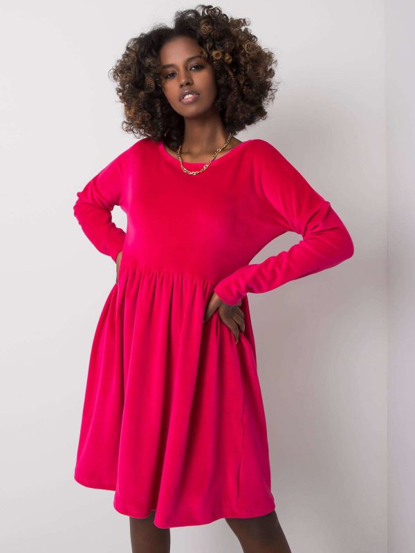 Fuchsia velour dress Mauriel RUE PARIS