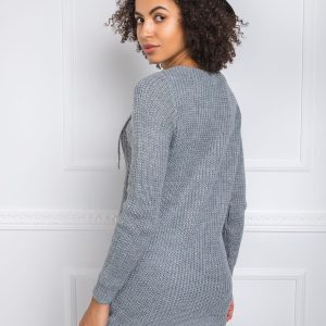 Gray sweater with lacing